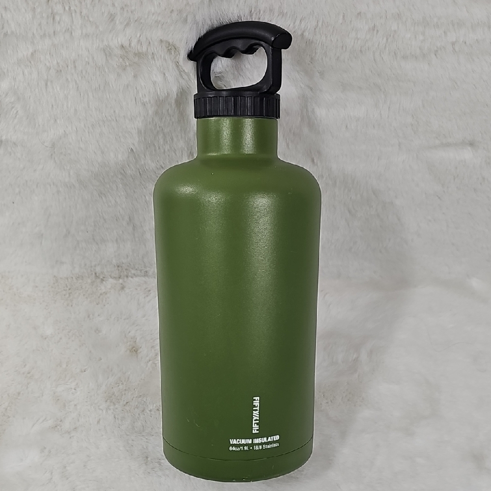 FIFTY/FIFTY Growler, Double Wall Vacuum Insulated Water Bottle, Stainless Steel,